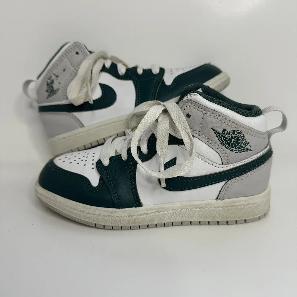 Nike Air Jordan 1 Mid SE PS White Oxidized Green Sail FQ8087-103 SZ 11C Kid Shoe